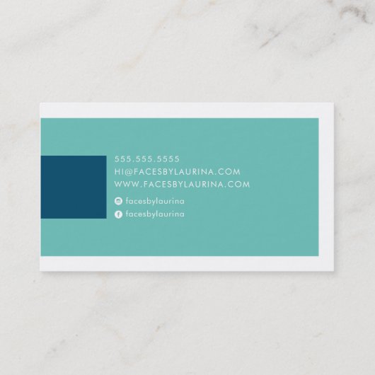 MODERN MINIMAL eenvoudige naam blauwgroen mint nav Visitekaartje (Achterkant)