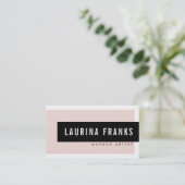 MODERN MINIMAL eenvoudige naam blush roze zwart Visitekaartje (Staand voorkant)