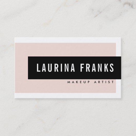MODERN MINIMAL eenvoudige naam blush roze zwart Visitekaartje (Voorkant)