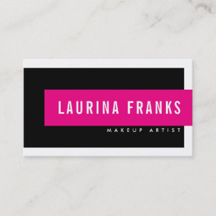 MODERN MINIMAL, eenvoudige naam chic hot roze zwar Visitekaartje