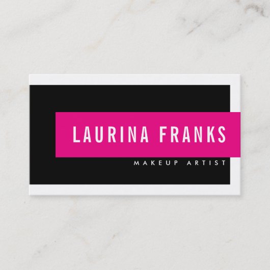 MODERN MINIMAL eenvoudige naam chic hot roze zwart Visitekaartje (Voorkant)