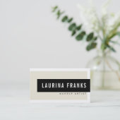 MODERN MINIMAL eenvoudige naam chic ivoor crème zw Visitekaartje (Staand voorkant)