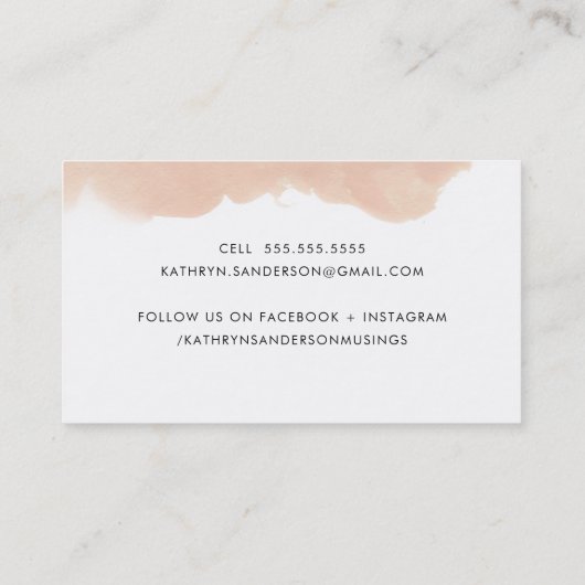 MODERN MINIMAL eenvoudige rand bleke roze borstelm Visitekaartje (Achterkant)