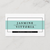 MODERN MINIMAL eenvoudige rand mint groene band zw Visitekaartje (Voorkant)