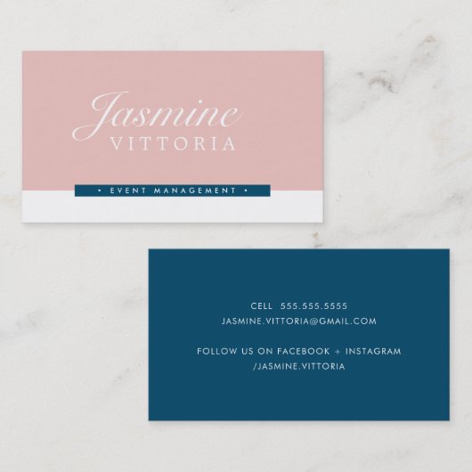 MODERN MINIMAL eenvoudige zwarte kleur bord roze n Visitekaartje (Voorkant / Achterkant)