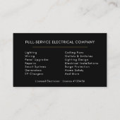 Modern Minimal Electrician Black Gold Visitekaartje (Achterkant)