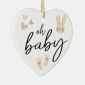 Modern Minimal Elegant Baby Aankondiging Zwangersc Keramisch Ornament (Rechts)