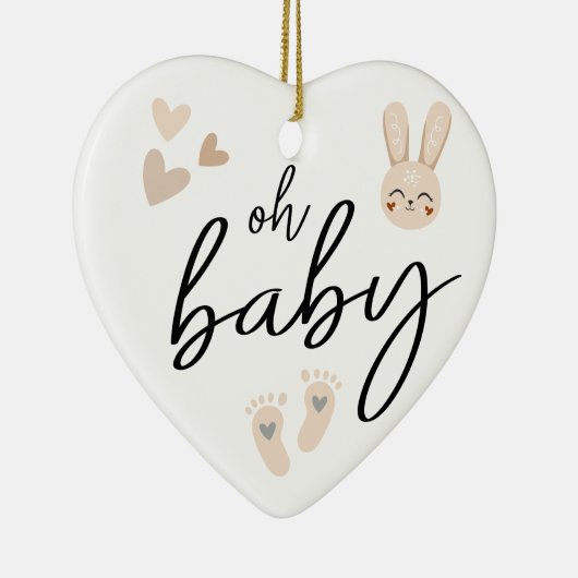 Modern Minimal Elegant Baby Aankondiging Zwangersc Keramisch Ornament (Rechts)