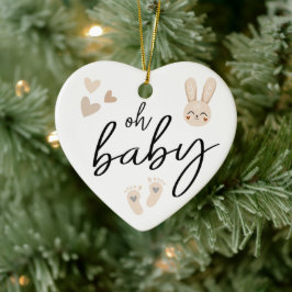 Modern Minimal Elegant Baby Aankondiging Zwangersc Keramisch Ornament