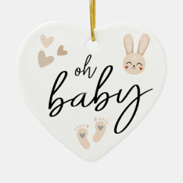 Modern Minimal Elegant Baby Aankondiging Zwangersc Keramisch Ornament