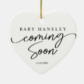 Modern Minimal Elegant Baby Aankondiging Zwangersc Keramisch Ornament (Achterkant)
