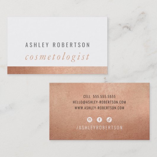 MODERN MINIMAL elegant stijlvol eenvoudig roos gou Visitekaartje (Voorkant / Achterkant)