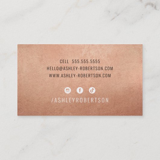 MODERN MINIMAL elegant stijlvol eenvoudig roos gou Visitekaartje (Achterkant)