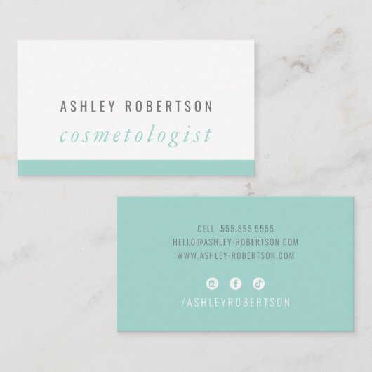 MODERN MINIMAL elegant stijlvol mintgroen Visitekaartje (Voorkant / Achterkant)