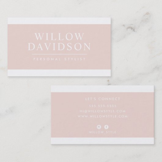 MODERN MINIMAL elegante effen schone blush roze Visitekaartje (Voorkant / Achterkant)