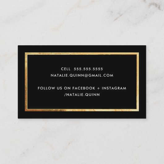 MODERN MINIMAL elegante gouden rand zwart ivoor Visitekaartje (Achterkant)