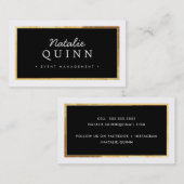 MODERN MINIMAL elegante gouden rand zwart-wit Visitekaartje (Voorkant / Achterkant)