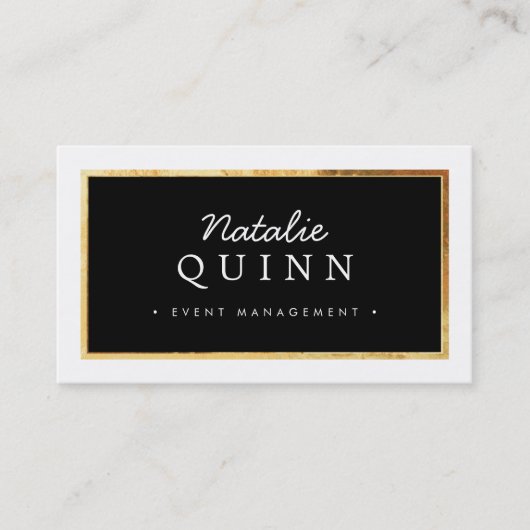 MODERN MINIMAL elegante gouden rand zwart-wit Visitekaartje (Voorkant)