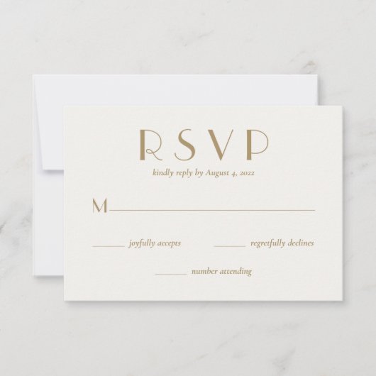 Modern Minimal Emerald Green Gold Wedding RSVP Kaartje (Voorkant)