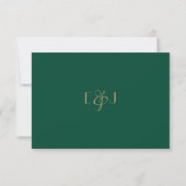 Modern Minimal Emerald Green Gold Wedding RSVP Kaartje (Achterkant)