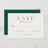 Modern Minimal Emerald Green Gold Wedding RSVP Kaartje (Voorkant / Achterkant)
