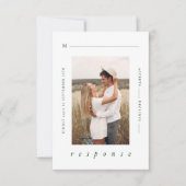 Modern Minimal Emerald Green Photo Wedding RSVP Kaartje (Voorkant)