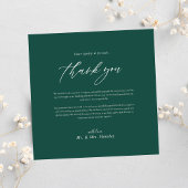 Modern Minimal Emerald Green Wedding Bedankkaart