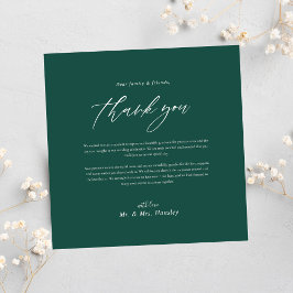 Modern Minimal Emerald Green Wedding Bedankkaart