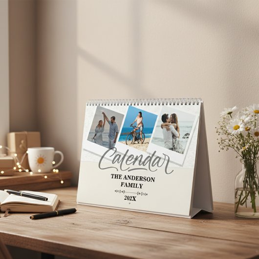 Modern Minimal Family Photo Collage Calendar 2026 Kalender
