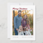 Modern Minimal Family Three Photo Merry Christmas  Feestdagenkaart (Voorkant)