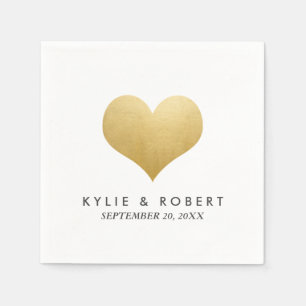 Modern Minimal Faux Gold Folie Schattige Hart Wedd Servetten
