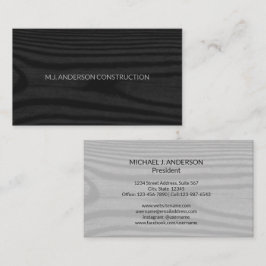 Modern Minimal Faux Wood Elegant Black and White Visitekaartje