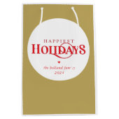 MODERN Minimal Feestelijk Rood Goud Gelukkigste fe Medium Cadeauzakje (Voorkant)