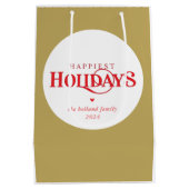 MODERN Minimal Feestelijk Rood Goud Gelukkigste fe Medium Cadeauzakje (Achterkant)