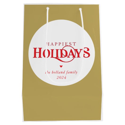 MODERN Minimal Feestelijk Rood Goud Gelukkigste fe Medium Cadeauzakje (Achterkant)