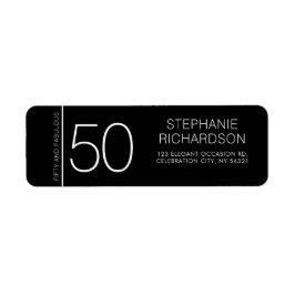 Modern Minimal Fifty and Fabulous 50th Birthday Etiket