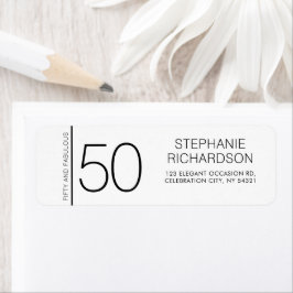 Modern Minimal Fifty and Fabulous 50th Birthday Etiket