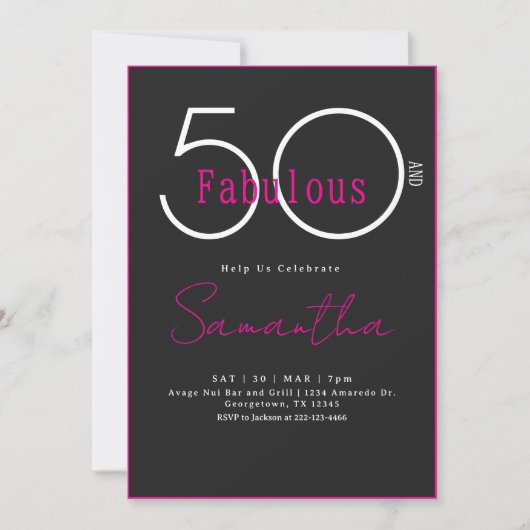 Modern Minimal Fifty and Fabulous 50th Birthday Kaart (Voorkant)