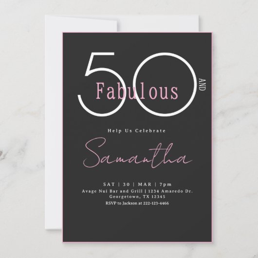 Modern Minimal Fifty and Fabulous 50th Birthday Kaart (Voorkant)