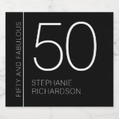 Modern Minimal Fifty and Fabulous 50th Birthday Sparkling Wijnetiket (Enkel label)