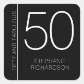 Modern Minimal Fifty and Fabulous 50th Birthday Vierkante Sticker (Voorkant)