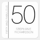 Modern Minimal Fifty and Fabulous 50th Birthday Vierkante Sticker (Voorkant)