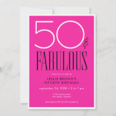 Modern Minimal Fifty Fabulous Bright Pink Birthday Kaart (Voorkant)