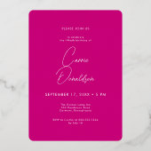 Modern Minimal Fifty Fabulous Photo Pink Birthday Folie Uitnodiging (Achterkant)