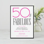 Modern Minimal Fifty Fabulous Pink White Birthday Kaart (Staand voorkant)