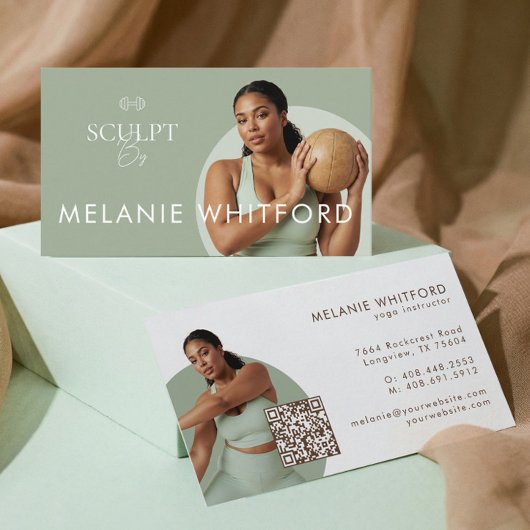 Modern Minimal Fitness Personal Trainer Photo QR Visitekaartje