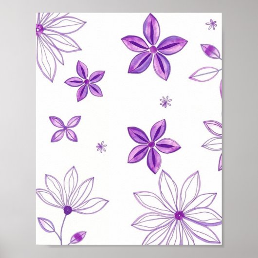 Modern Minimal Floral Abstract Line Art Poster (Voorkant)