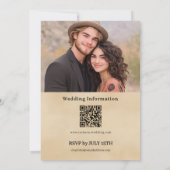 Modern Minimal Floral Script Photo QR Code Wedding Kaart (Achterkant)