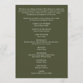 Modern Minimal Foliage Lijst Olijfgroen Huwelijk Programmakaart (Achterkant)