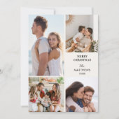 Modern Minimal Four Photo Collage Christmas Feestdagenkaart (Voorkant)